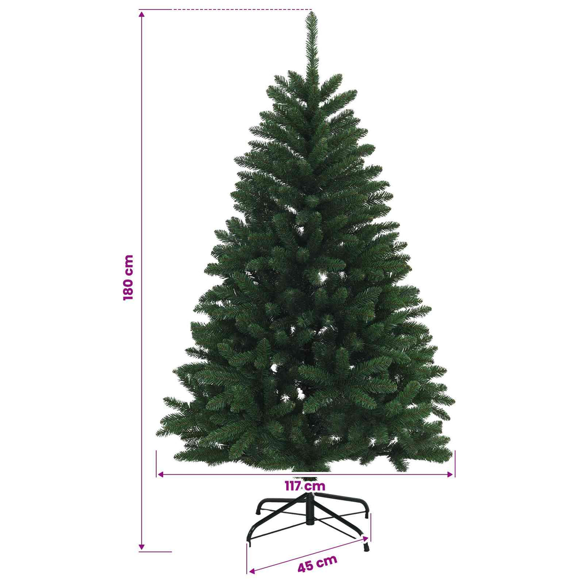 vidaXL Artificial Christmas Tree Mid-green with Bauble 180 cm 300 LEDs