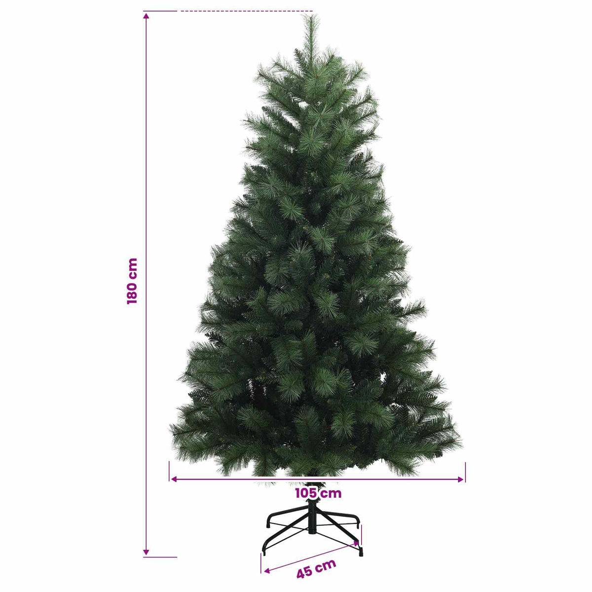 vidaXL Artificial Hinged Christmas Tree with Baubles 180 cm 300 LEDs