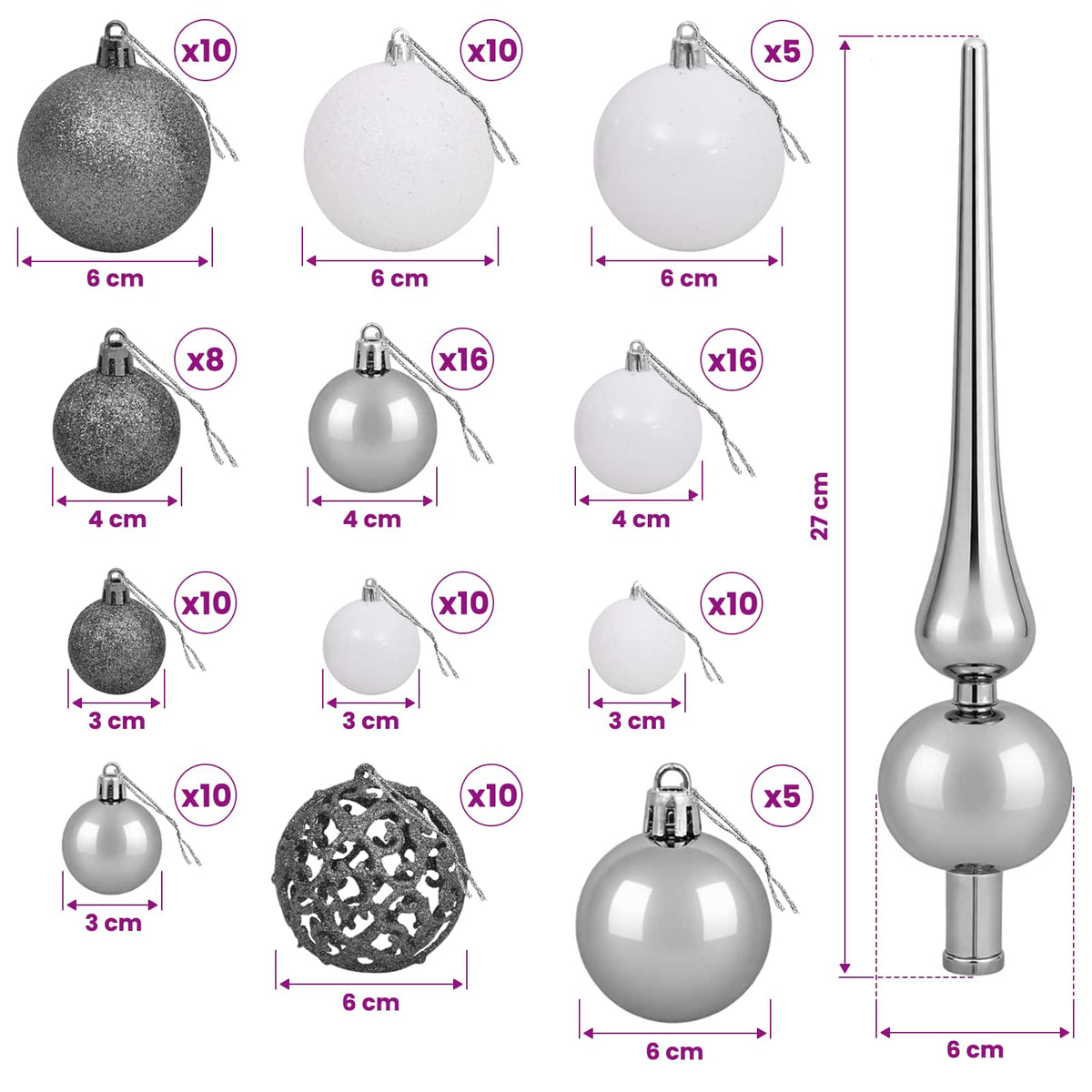 vidaXL Artificial Christmas Tree with Bauble 180 cm 300 LEDs