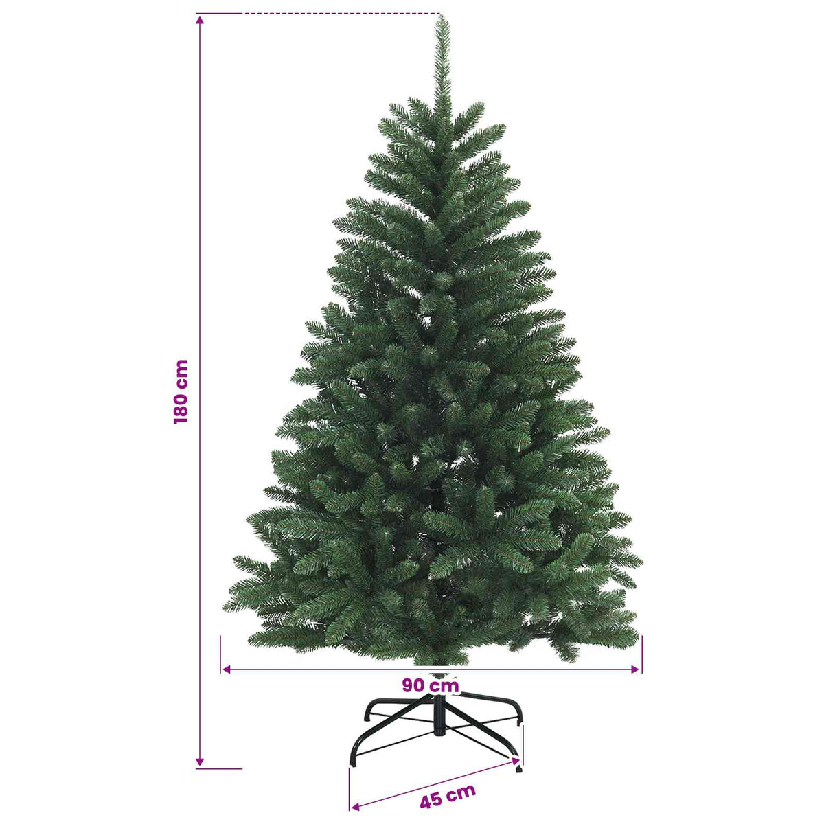 vidaXL Artificial Christmas Tree Mid-green with Bauble 180 cm 300 LEDs