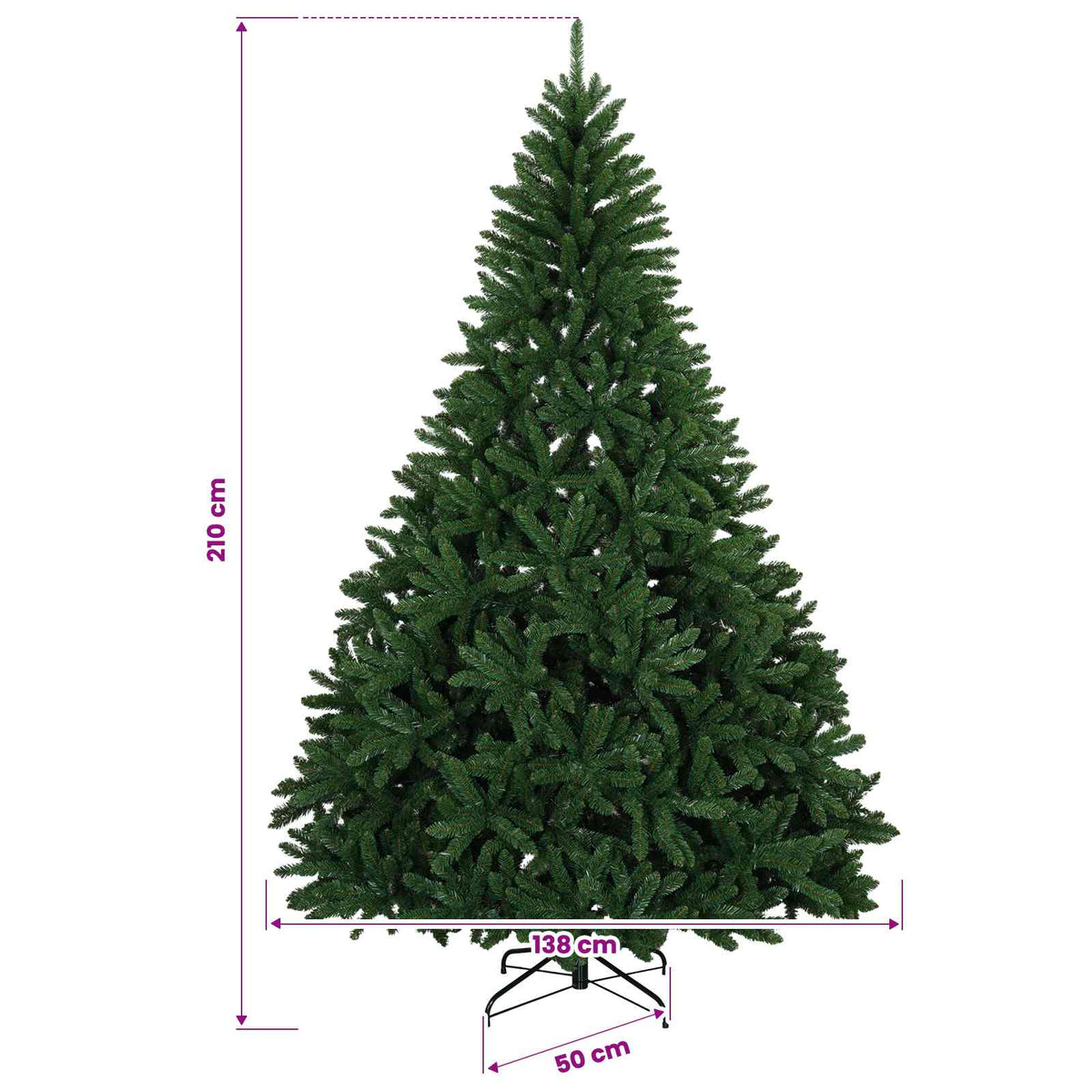vidaXL Artificial Christmas Tree Mid-green with Ornament 210 cm