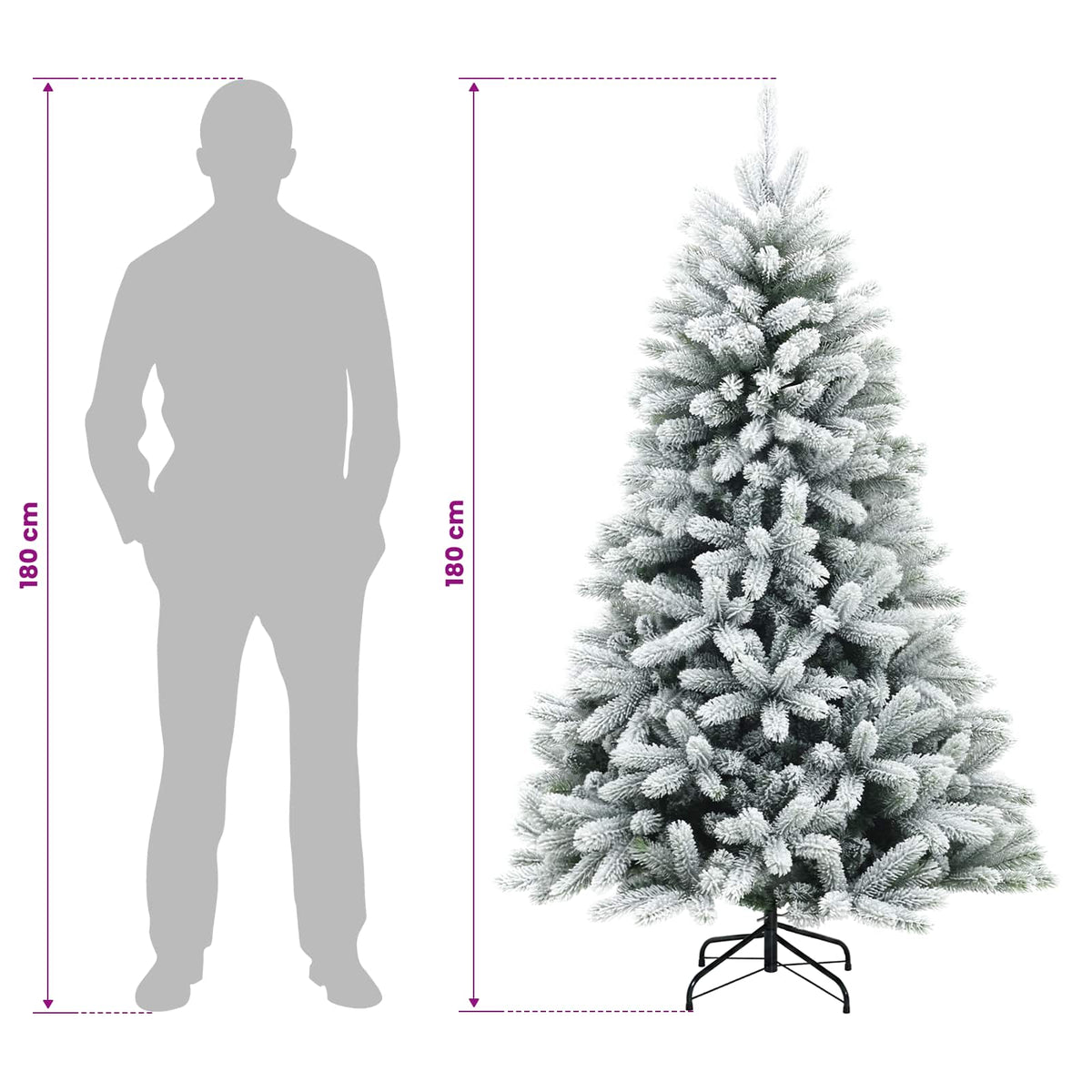 vidaXL Artificial Hinged Christmas Tree 180 cm PVC and Metal