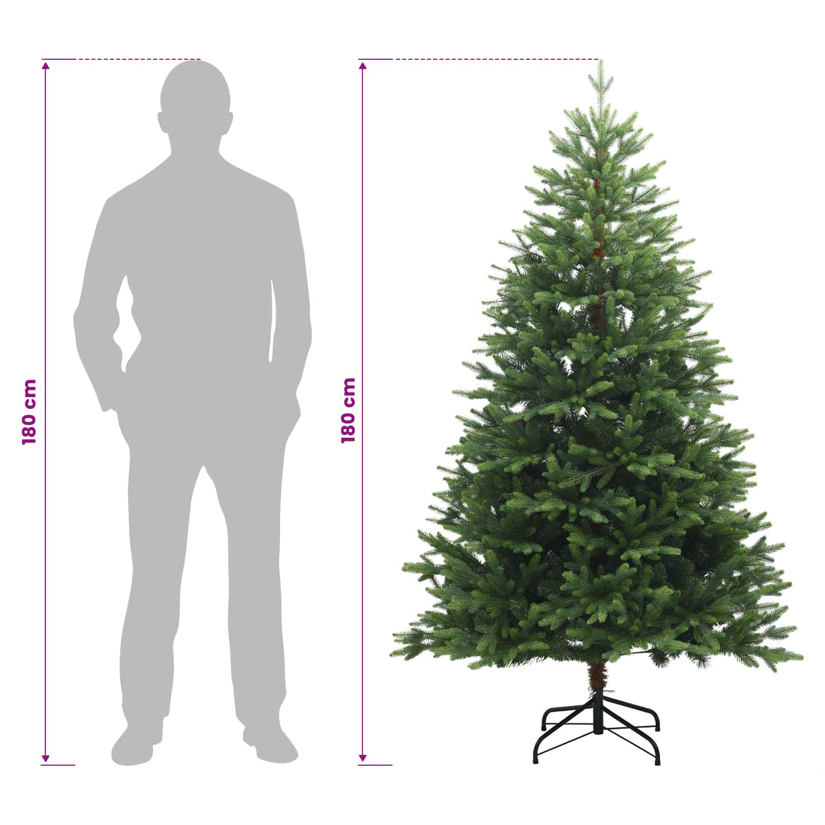 vidaXL Artificial Hinged Christmas Tree 180 cm PVC and Metal Green
