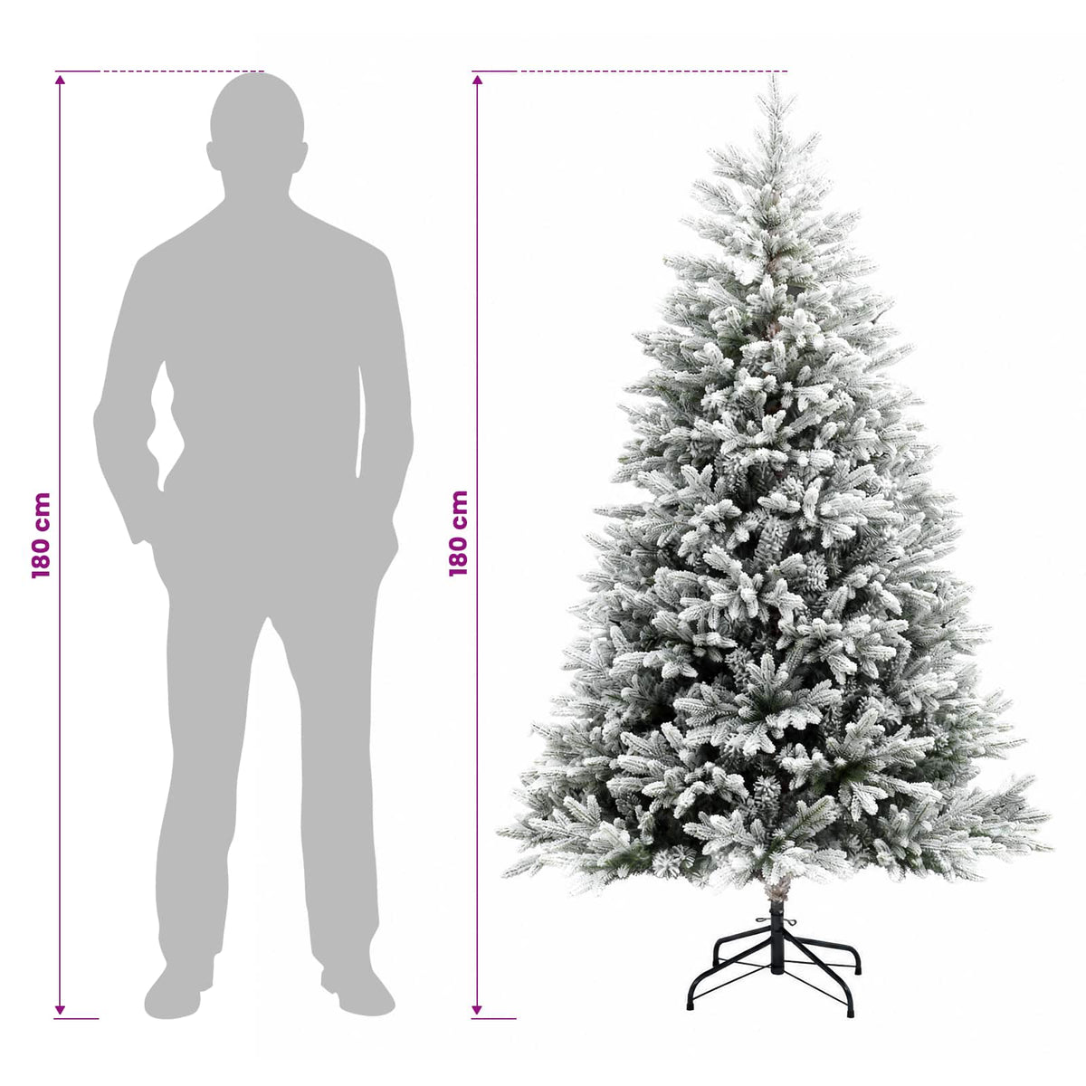 vidaXL Artificial Hinged Christmas Tree 180 cm PVC and Metal