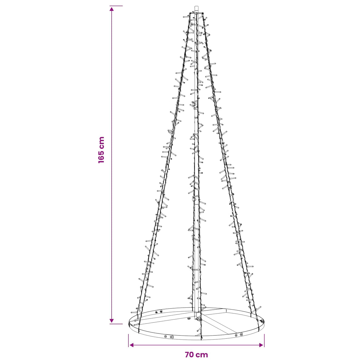 vidaXL LED Christmas Tree 165 cm 540 LEDs Warm White Steel Black