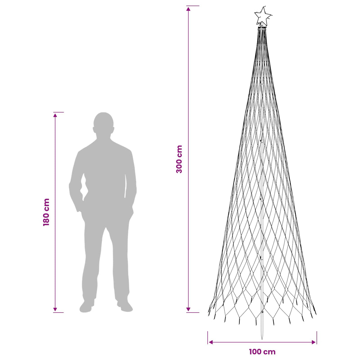 vidaXL LED Christmas Tree 300 cm 350 LEDs Cold White Steel Black