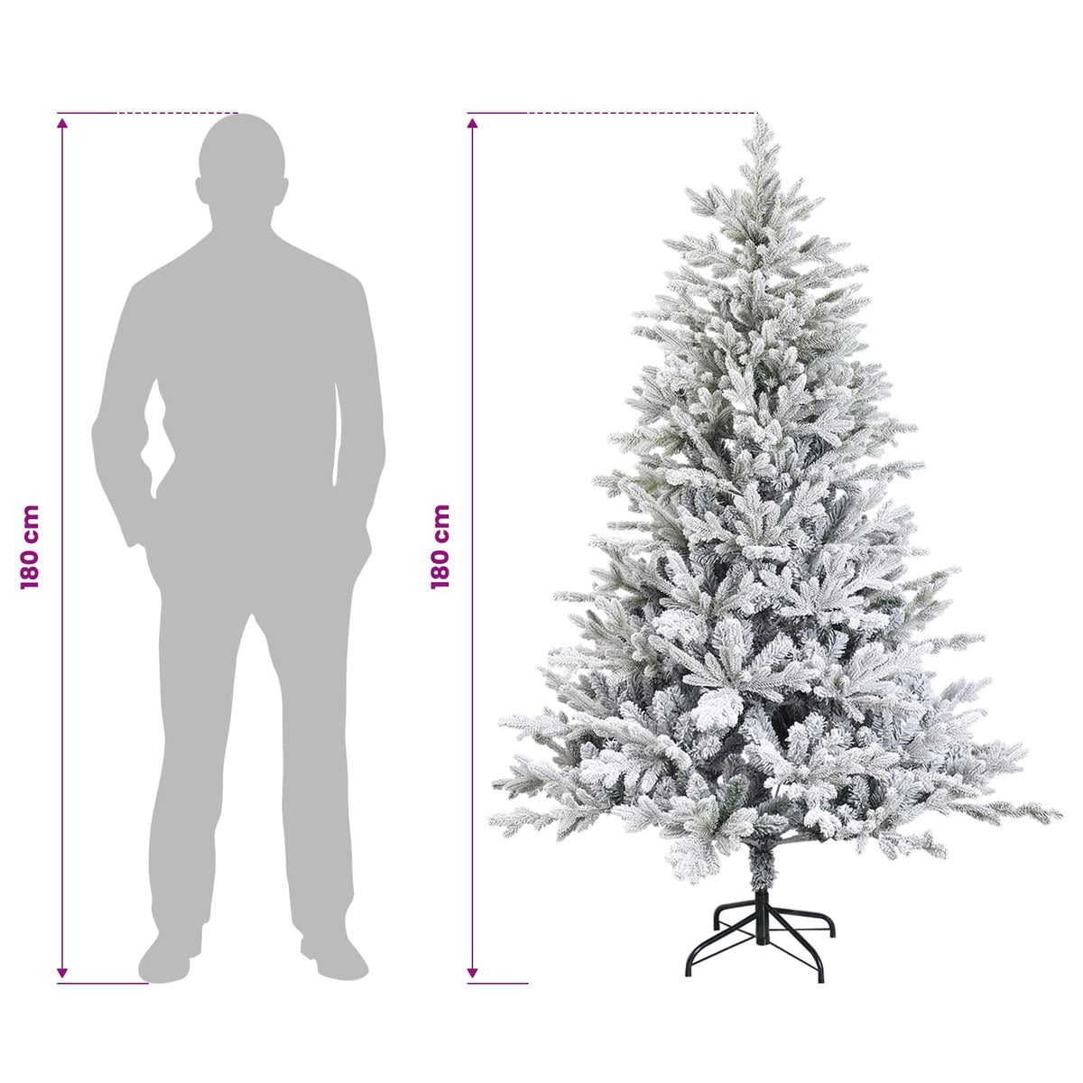 vidaXL Artificial Hinged Christmas Tree 180 cm PVC and Metal