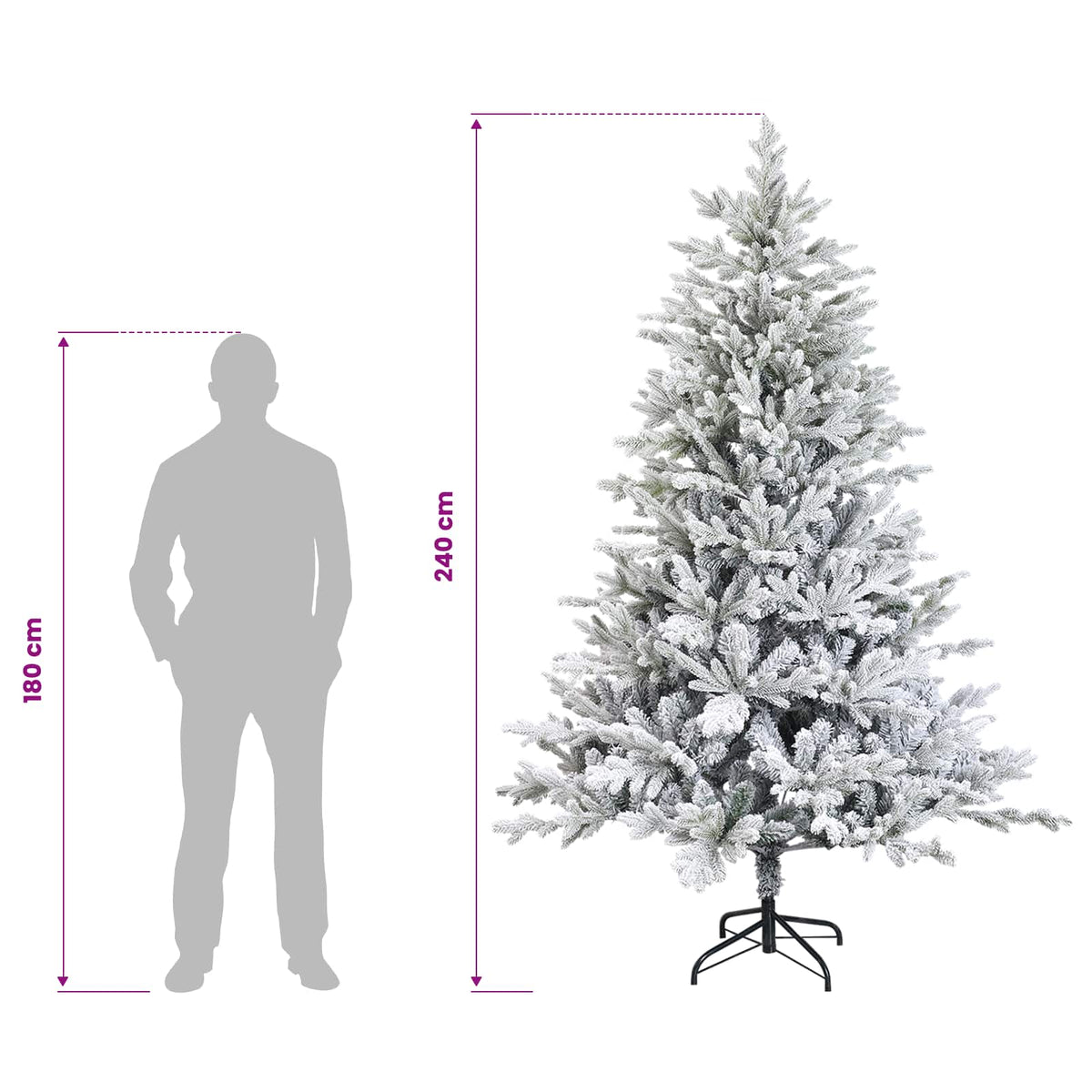 vidaXL Artificial Hinged Christmas Tree 240 cm PVC and Metal