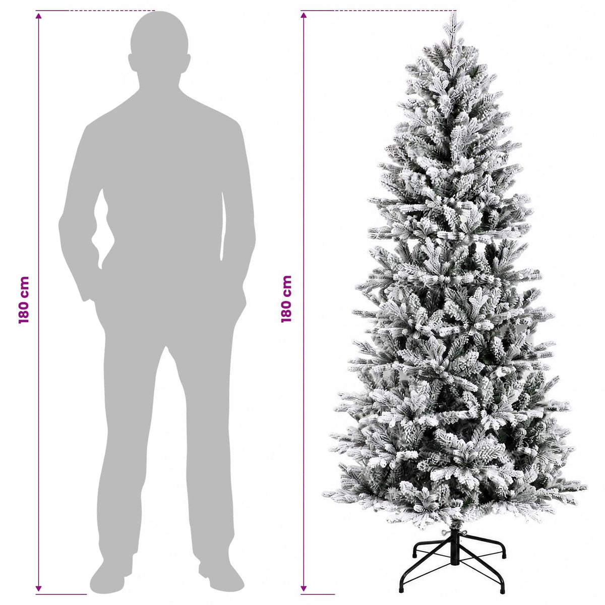 vidaXL Artificial Hinged Christmas Tree 180 cm PVC and PE