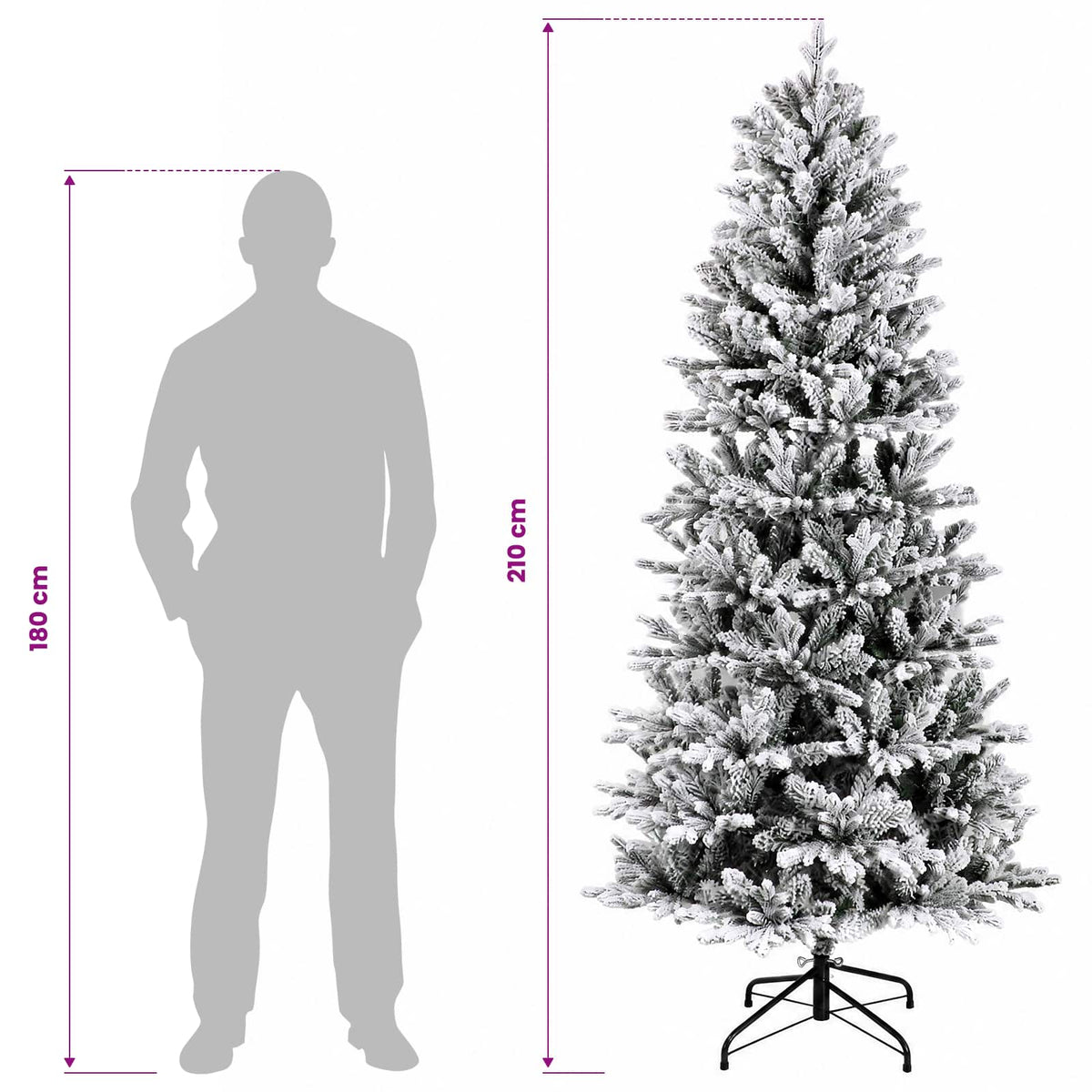 vidaXL Artificial Hinged Christmas Tree 210 cm PVC and PE
