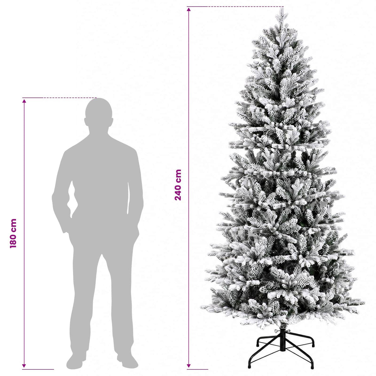vidaXL Artificial Hinged Christmas Tree 240 cm PVC and PE