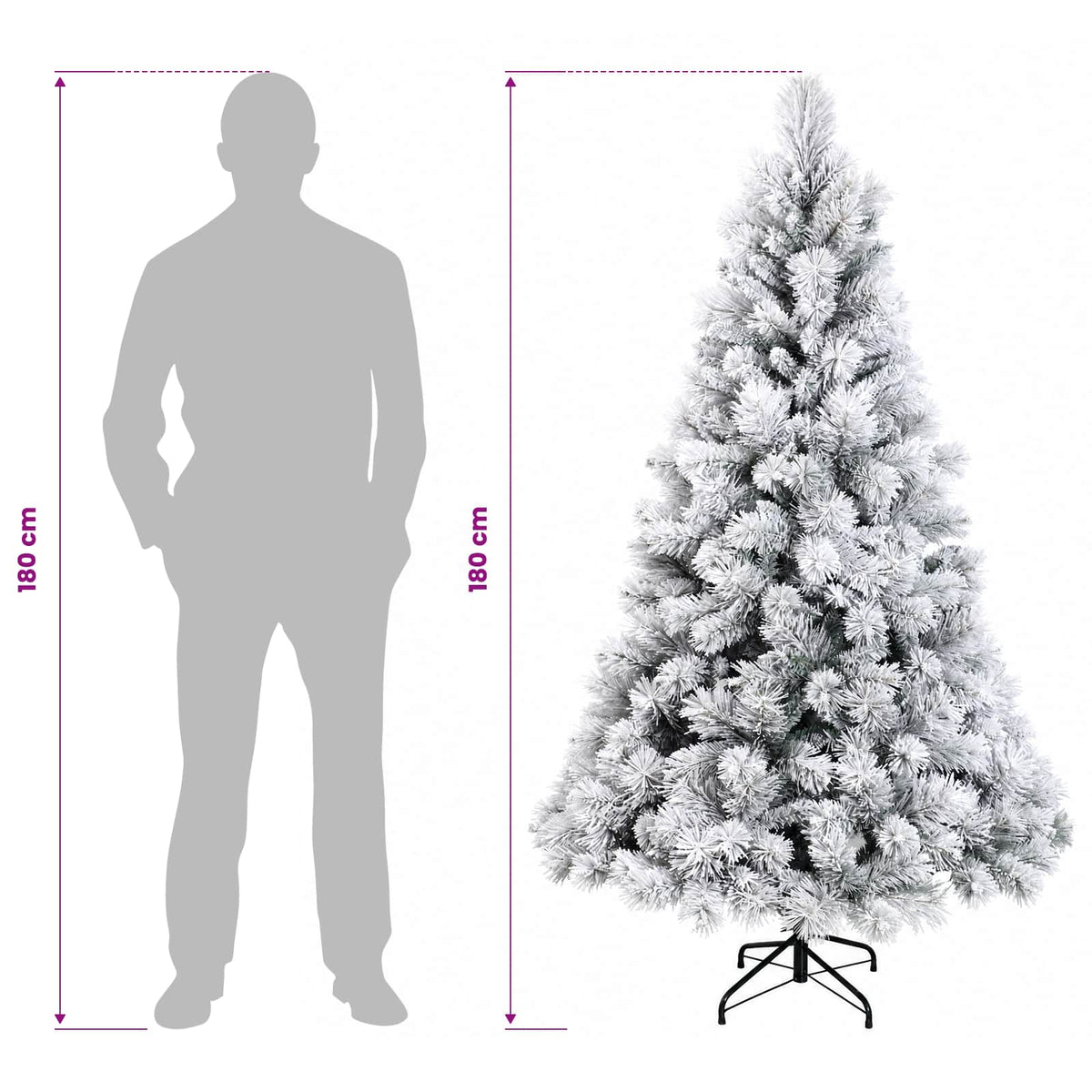 vidaXL Artificial Hinged Christmas Tree 180 cm PVC and Metal