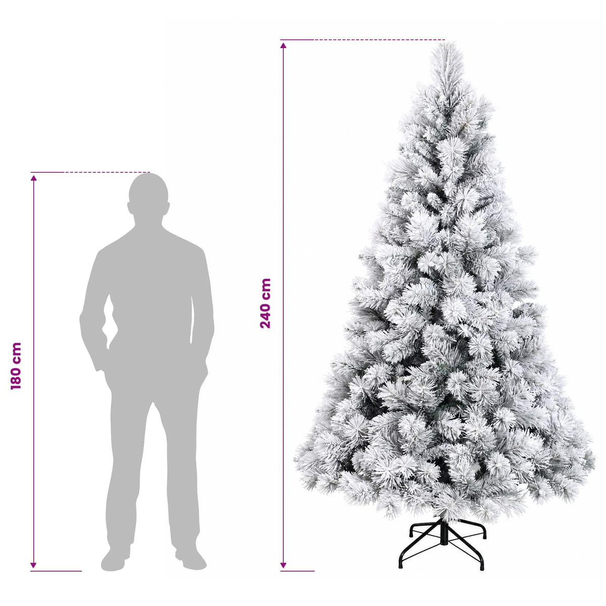 vidaXL Artificial Hinged Christmas Tree 240 cm PVC and Metal