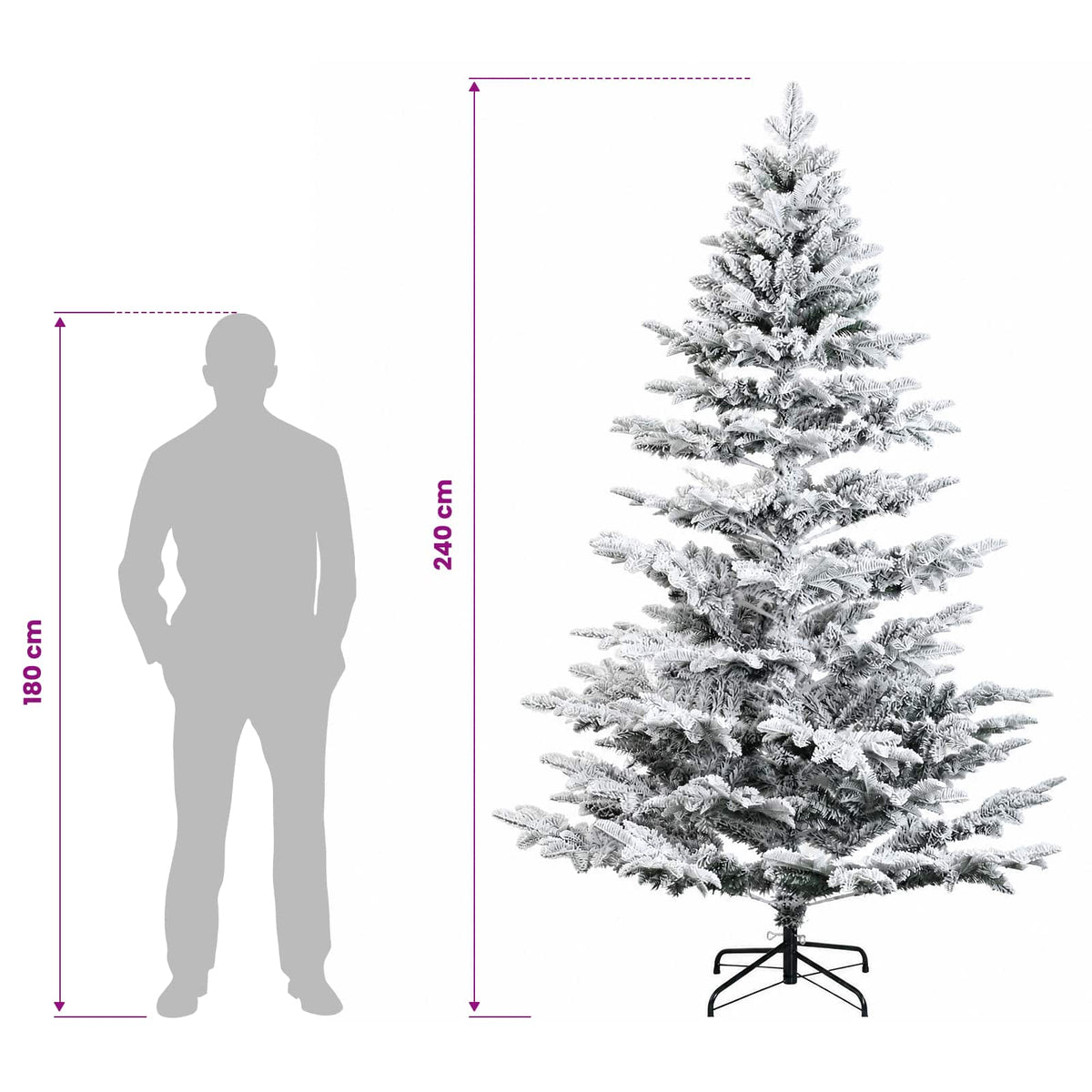 vidaXL Artificial Hinged Christmas Tree 240 cm PE & PVC