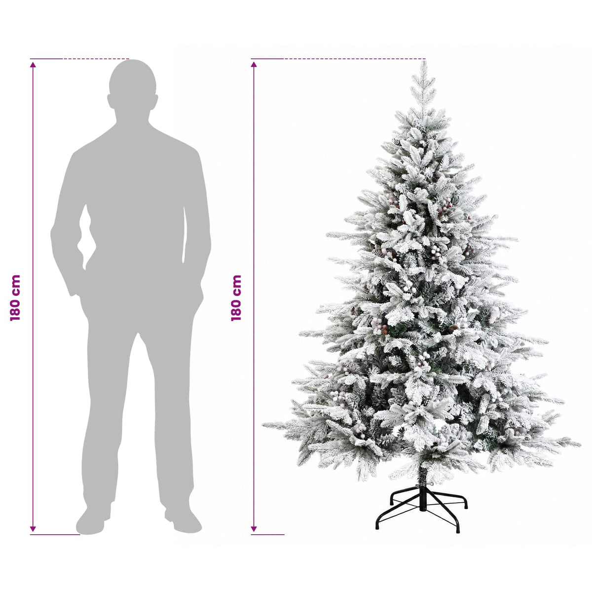 vidaXL Artificial Hinged Christmas Tree 180 cm PVC and Metal