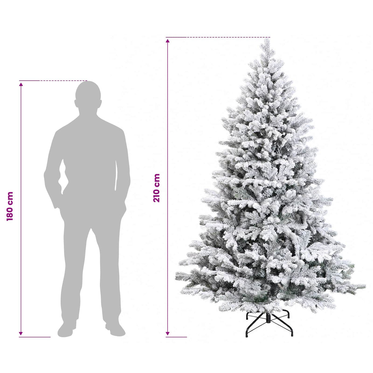 vidaXL Artificial Hinged Christmas Tree 210 cm PVC and Metal