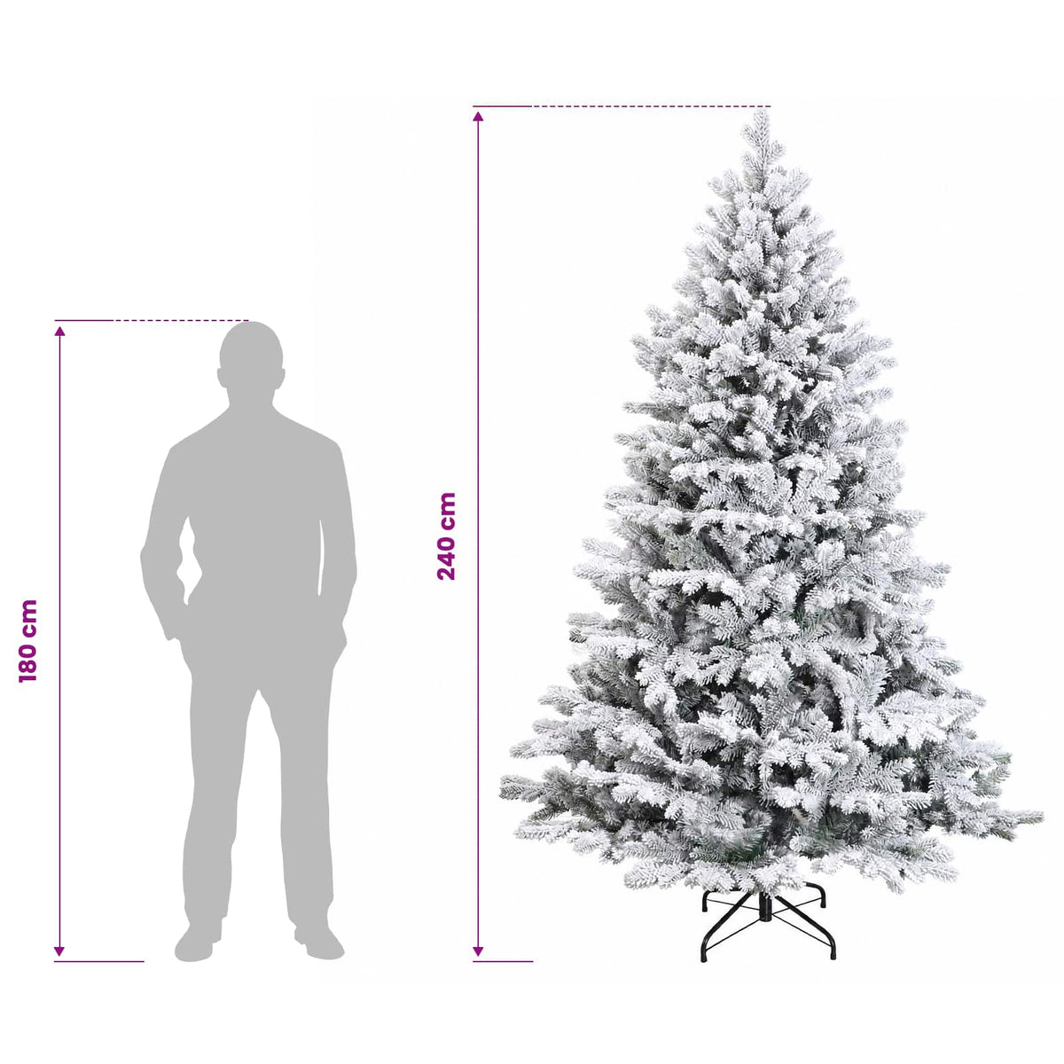 vidaXL Artificial Hinged Christmas Tree 240 cm PVC and Metal
