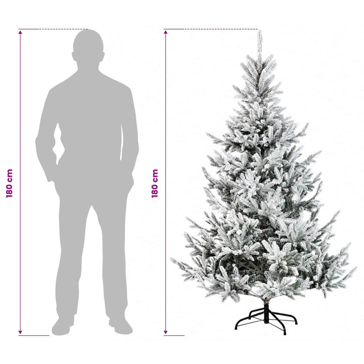 vidaXL Artificial Hinged Christmas Tree 180 cm PVC and Metal