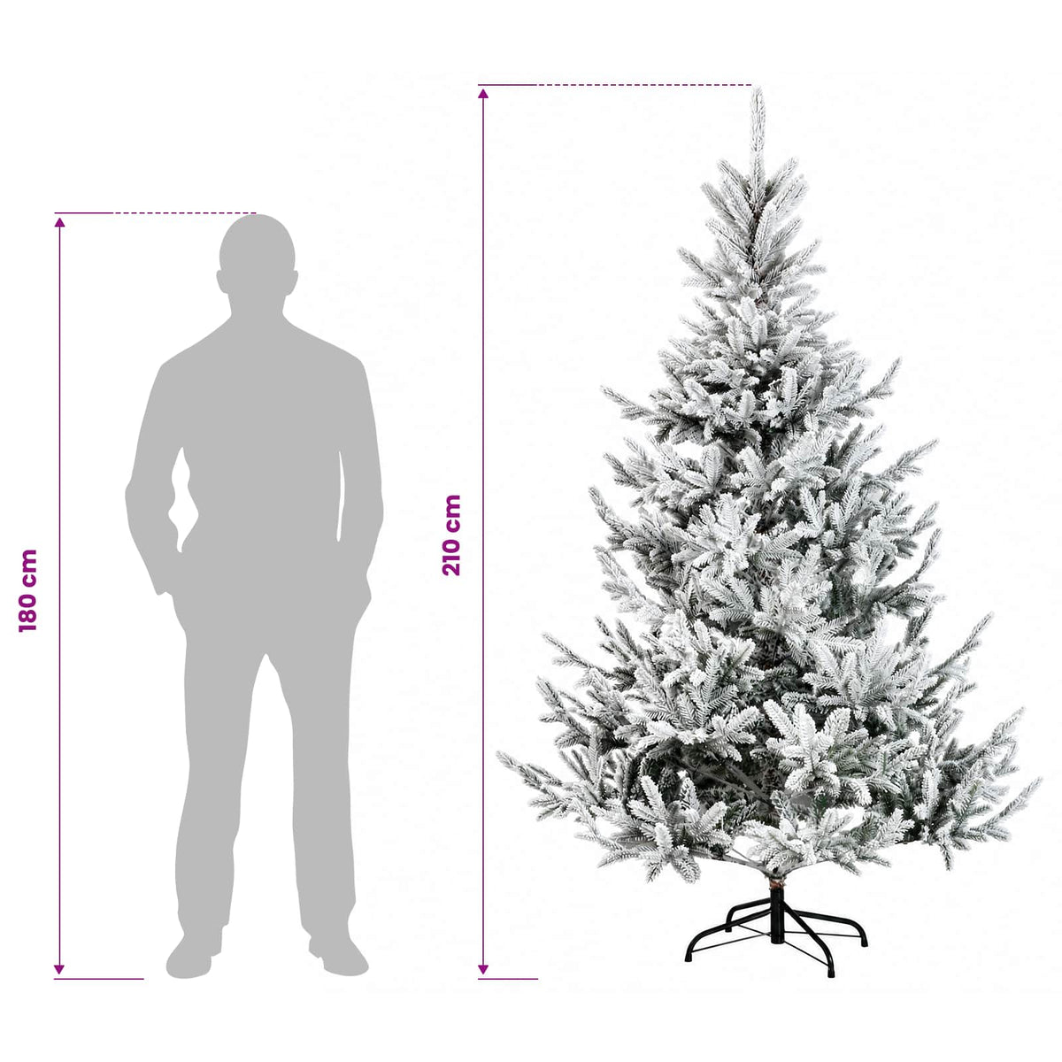 vidaXL Artificial Hinged Christmas Tree 210 cm PVC and Metal
