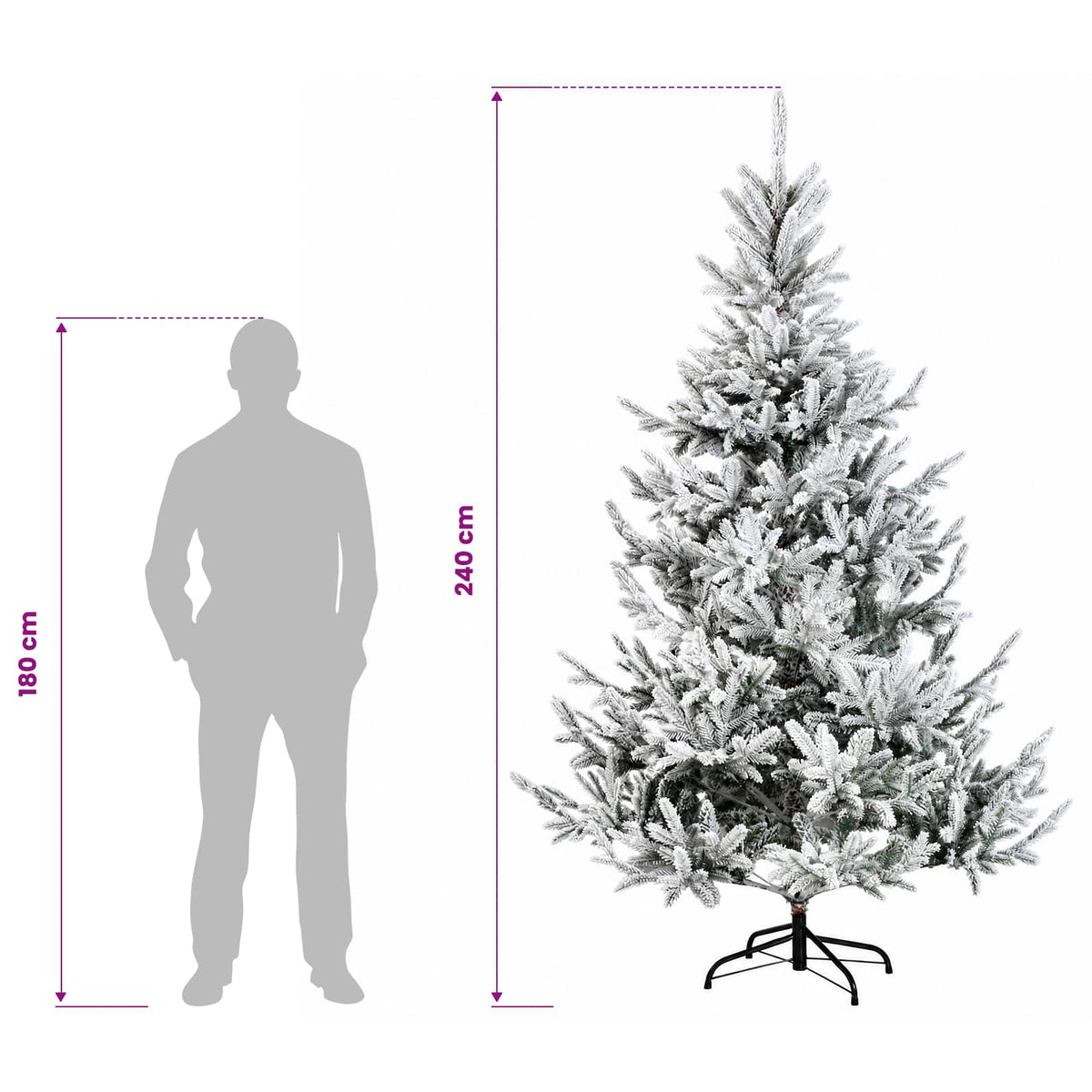 vidaXL Artificial Hinged Christmas Tree 240 cm PVC and Metal
