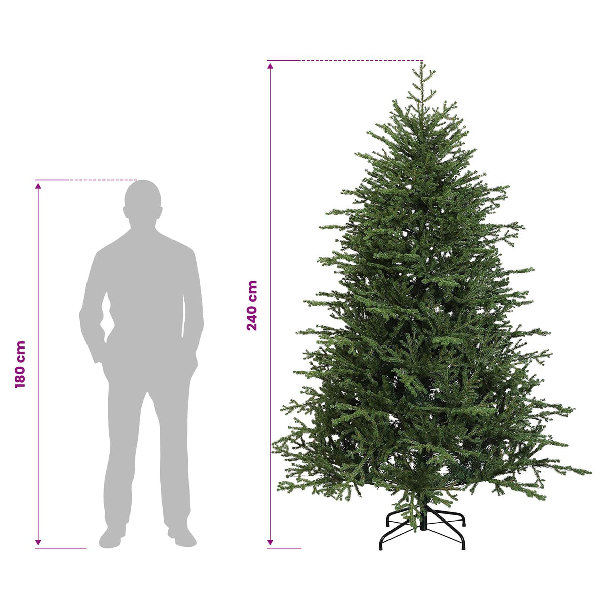 vidaXL Artificial Hinged Christmas Tree 240 cm PVC and Metal Green