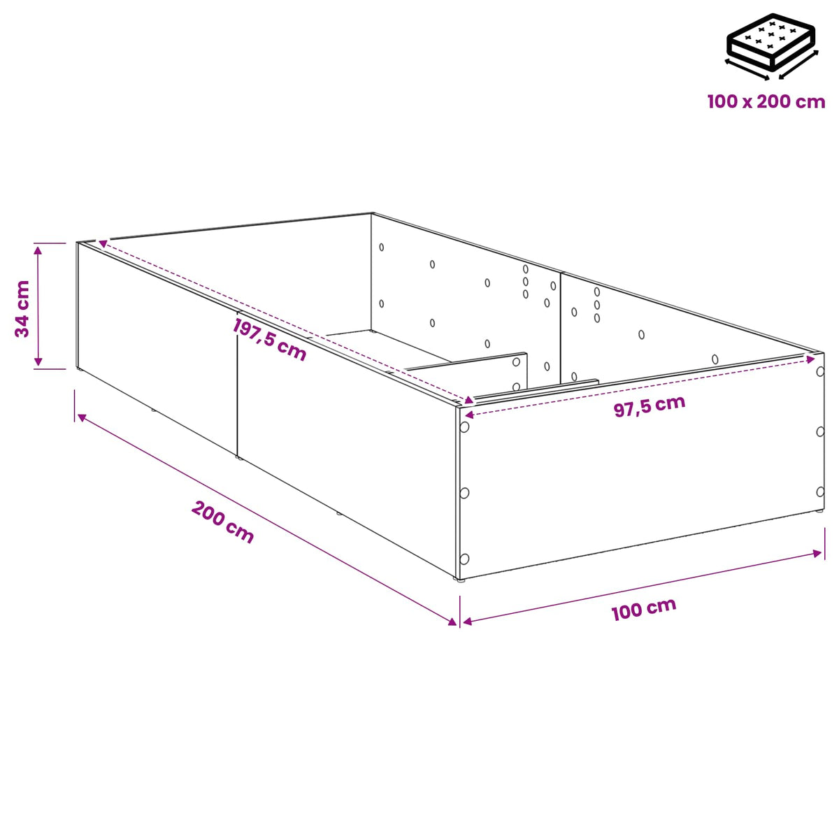 vidaXL Bed Surround for Adjustable Bed Base Artisan Oak 100 x 200 cm