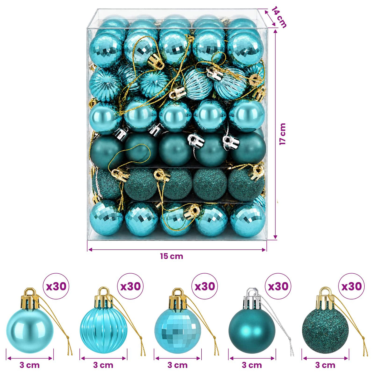 vidaXL Christmas Ball Set 150 pcs Green 3 cm Polystyrene