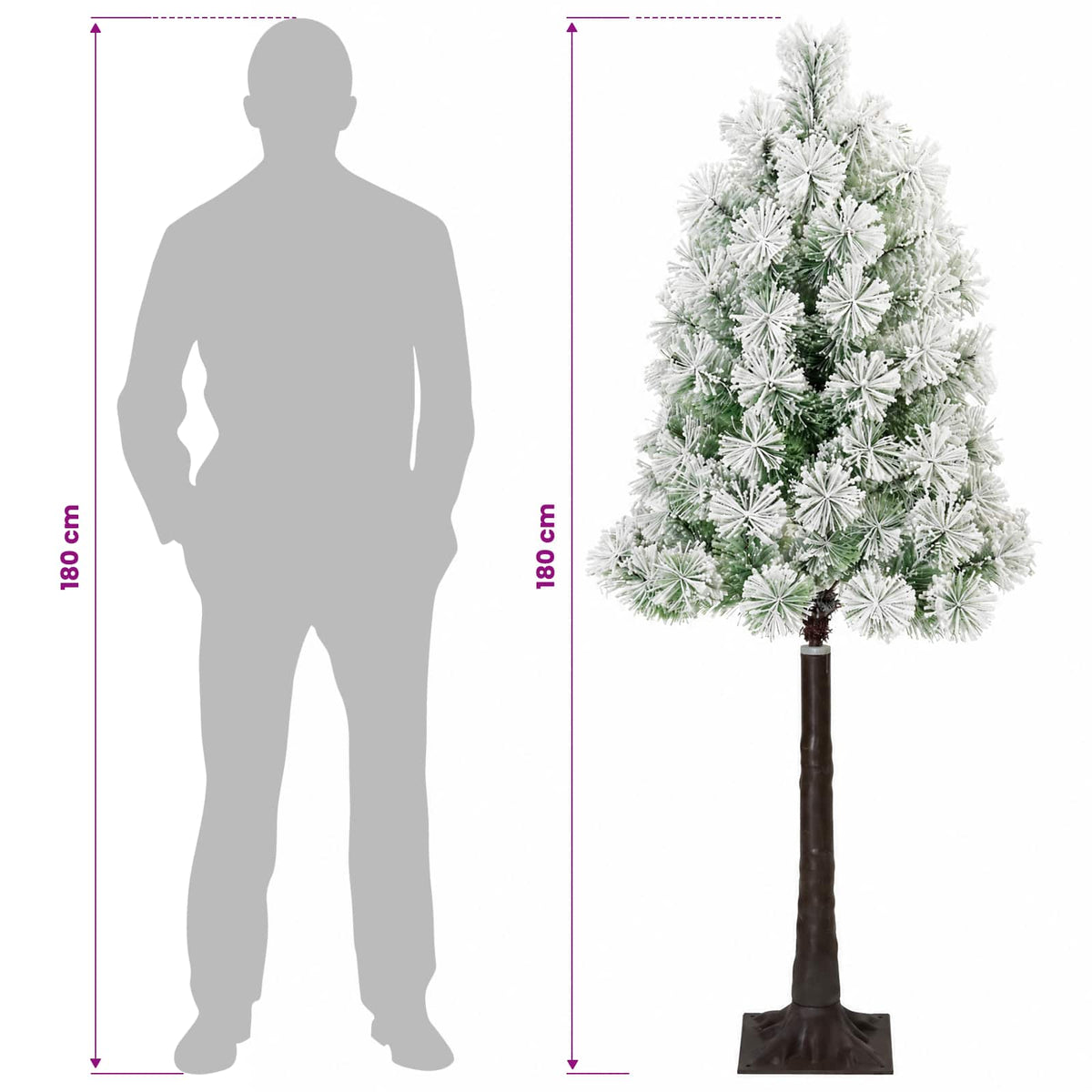vidaXL Artificial Hinged Christmas Tree 180 cm PVC and Metal