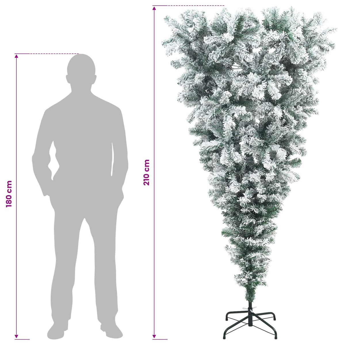 vidaXL Upside-down Artificial Christmas Tree 210 cm PVC and Steel