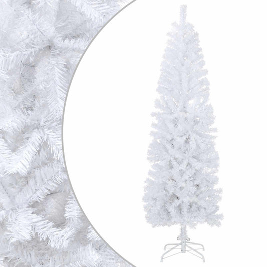 vidaXL Artificial Slim Christmas Tree 180 cm PVC and Steel White