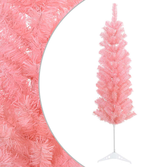 vidaXL Artificial Slim Christmas Tree 120 cm PVC and Steel Pink