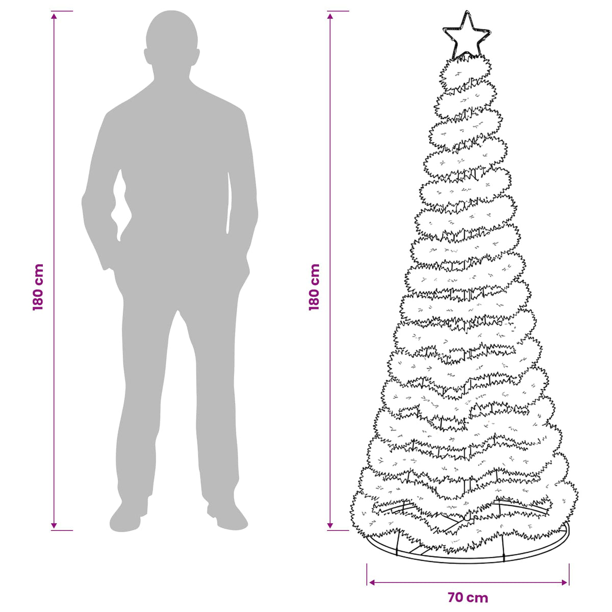 vidaXL LED Tinsel Christmas Tree with Base EKENAS 180 cm 220 LEDs