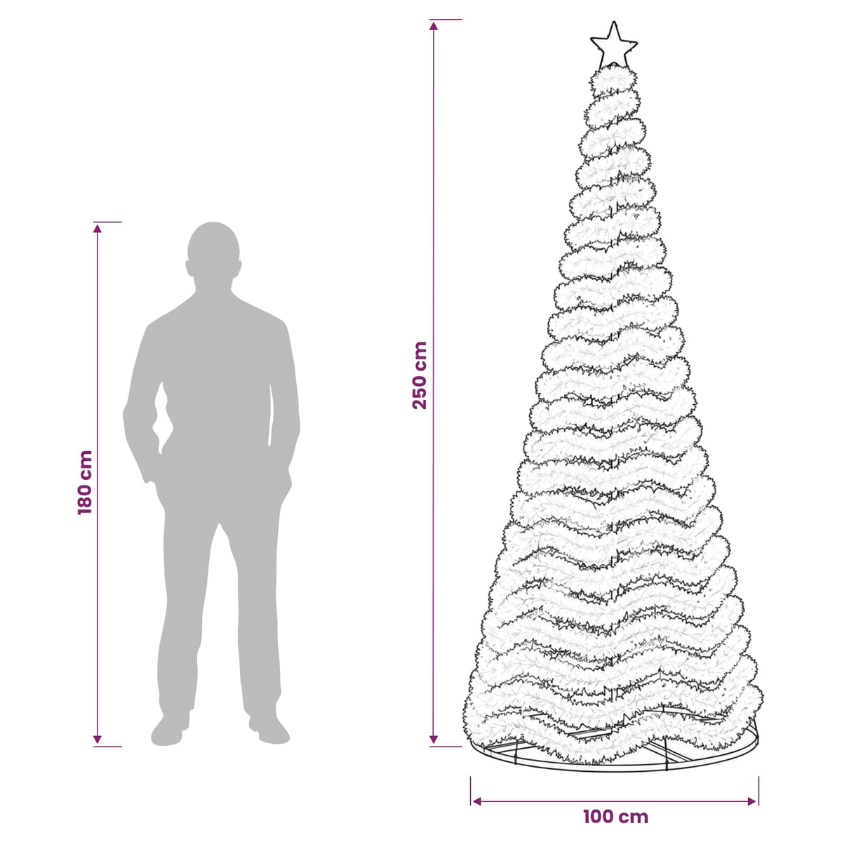 vidaXL LED Tinsel Christmas Tree with Base EKENAS 250 cm 370 LEDs