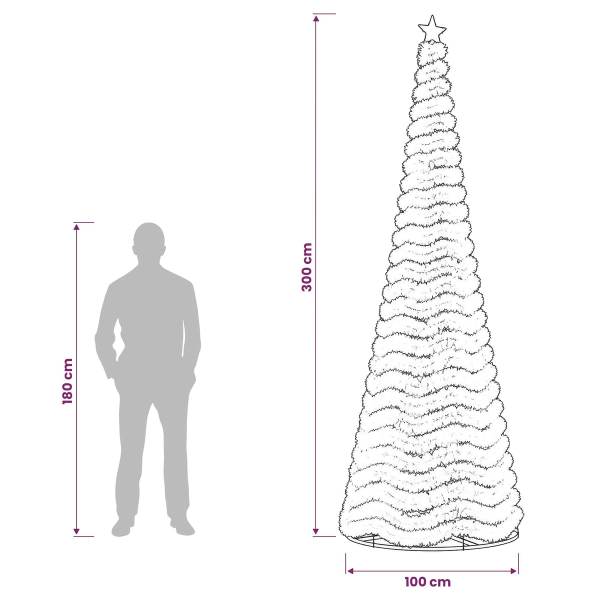 vidaXL LED Tinsel Christmas Tree with Base EKENAS 300 cm 475 LEDs