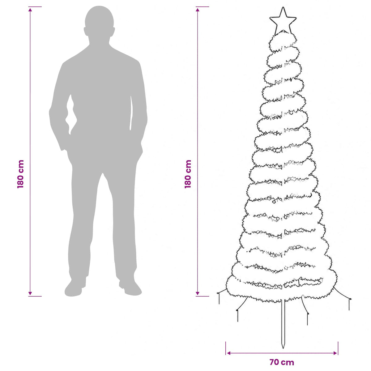 vidaXL LED Tinsel Christmas Tree with Spike EKENAS 180 cm 220 LEDs