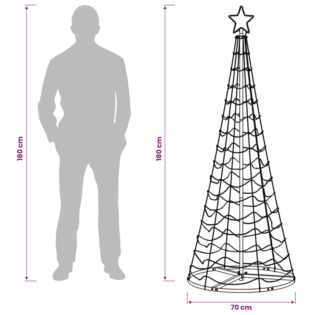 vidaXL LED Spiral Christmas Tree with Base EKENAS 180 cm 220 LEDs Blue