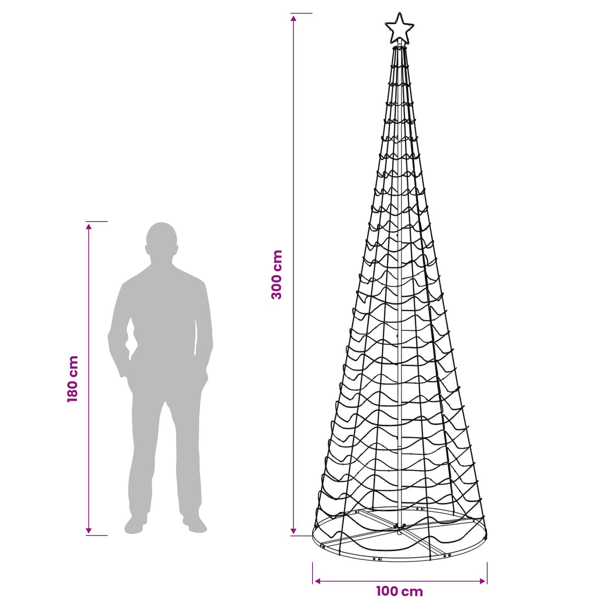 vidaXL LED Spiral Christmas Tree with Base EKENAS 300 cm 475 LEDs