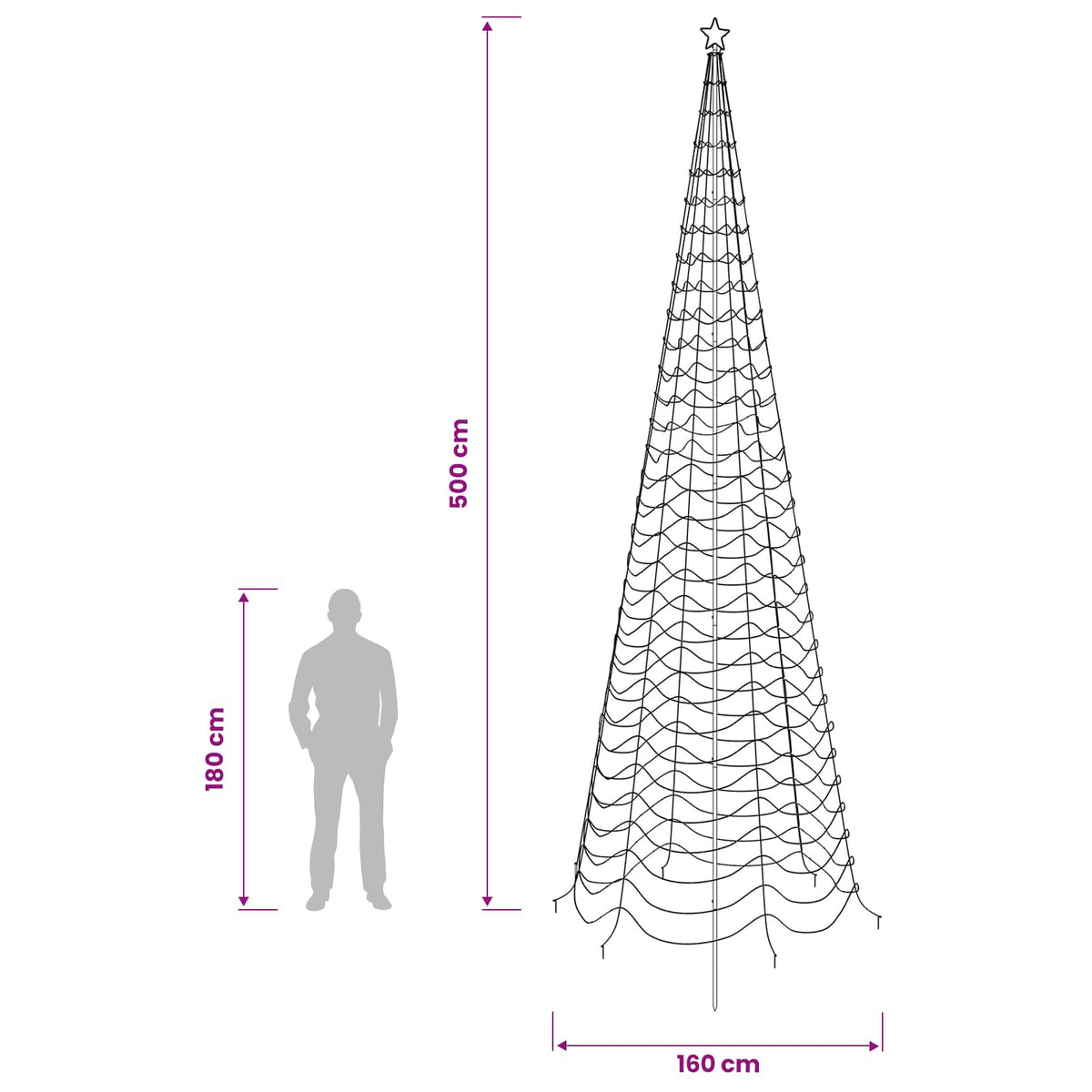 vidaXL LED Spiral Christmas Tree with Spike EKENAS 500 cm 868 LEDs