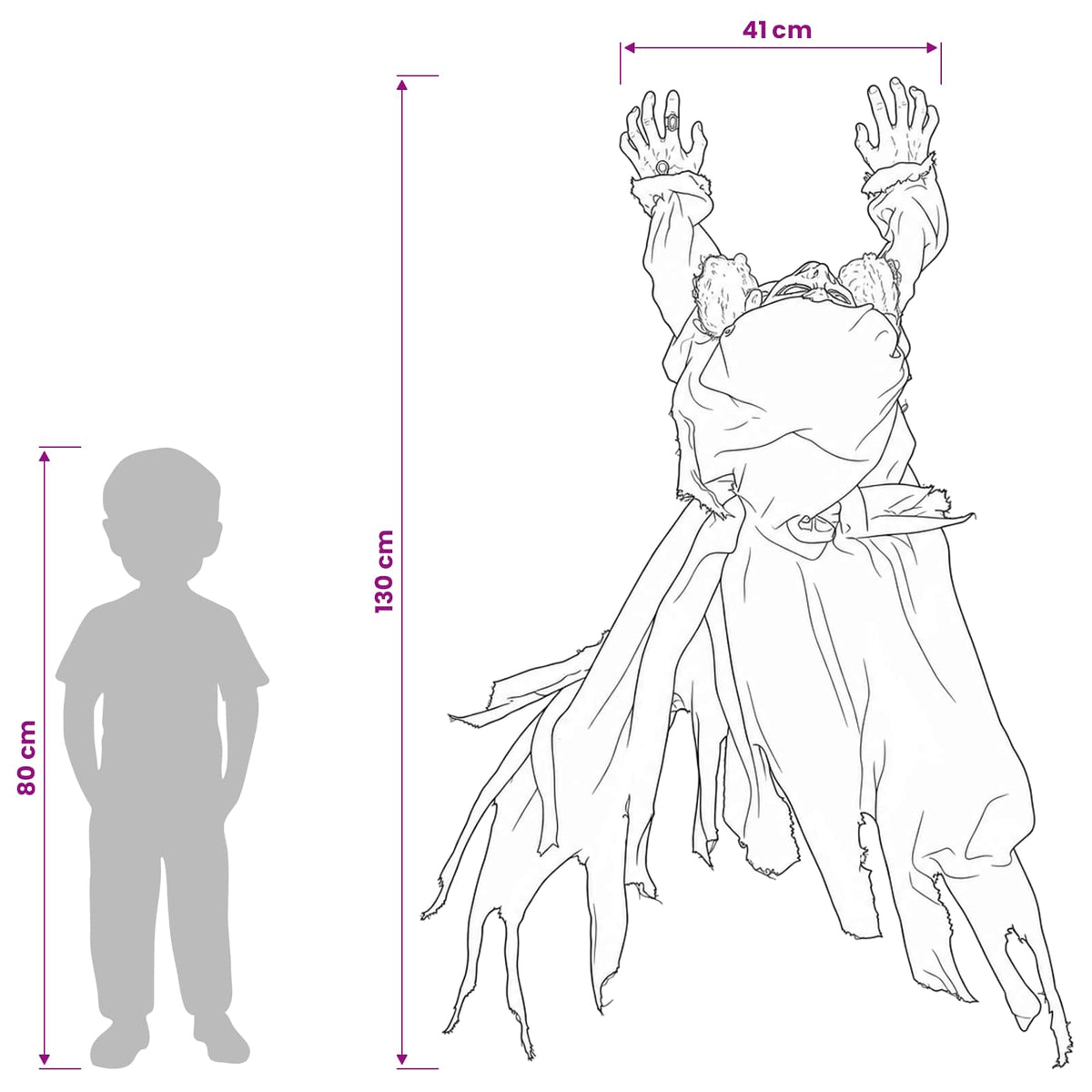 vidaXL Halloween Crawling Zombie SPOOKA Black 41 x 130 x 24 cm