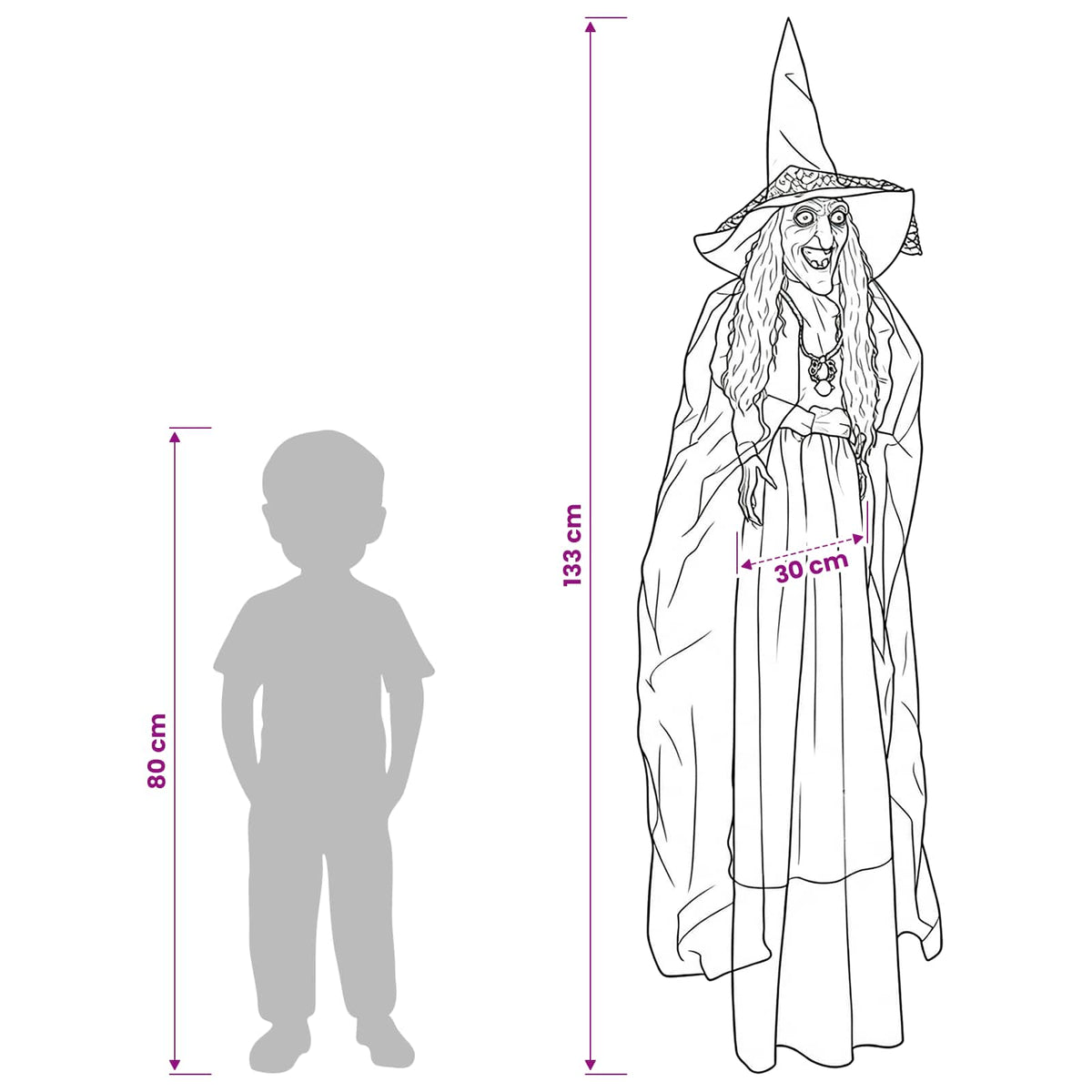 vidaXL Halloween Hanging Witch SPOOKA Purple 30 x 133 cm