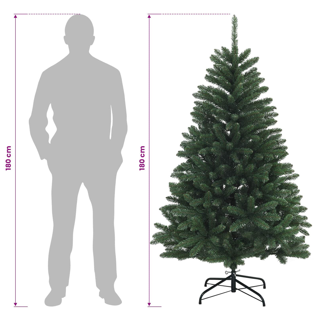 vidaXL Artificial Hinged Christmas Tree 180 cm PVC Medium Green