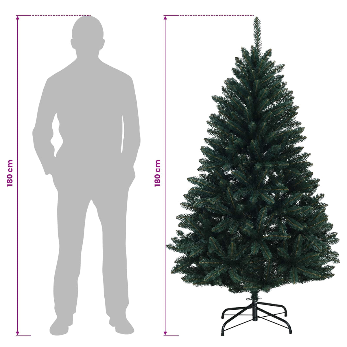 vidaXL Artificial Hinged Christmas Tree 180 cm PVC Dark Green