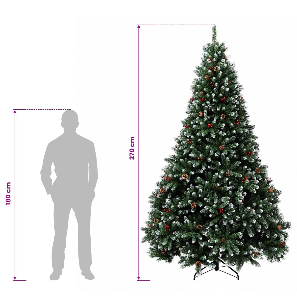 vidaXL Artificial Hinged Christmas Tree 270 cm PVC