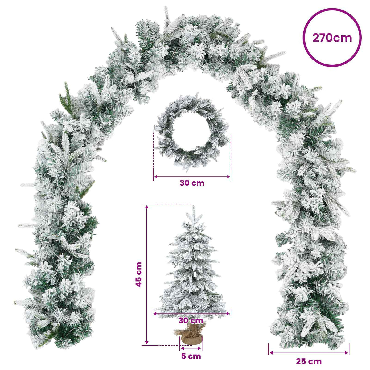 vidaXL Mini Christmas Tree 45 cm PVC and PE Green and White