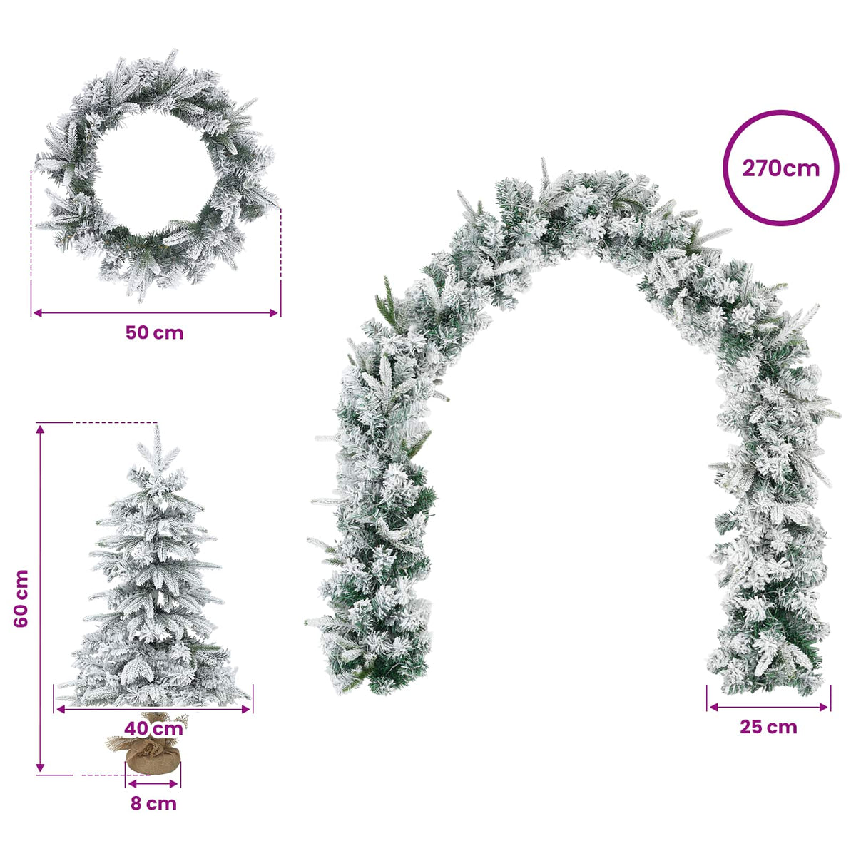 vidaXL Mini Christmas Tree 60 cm PVC and PE Green and White
