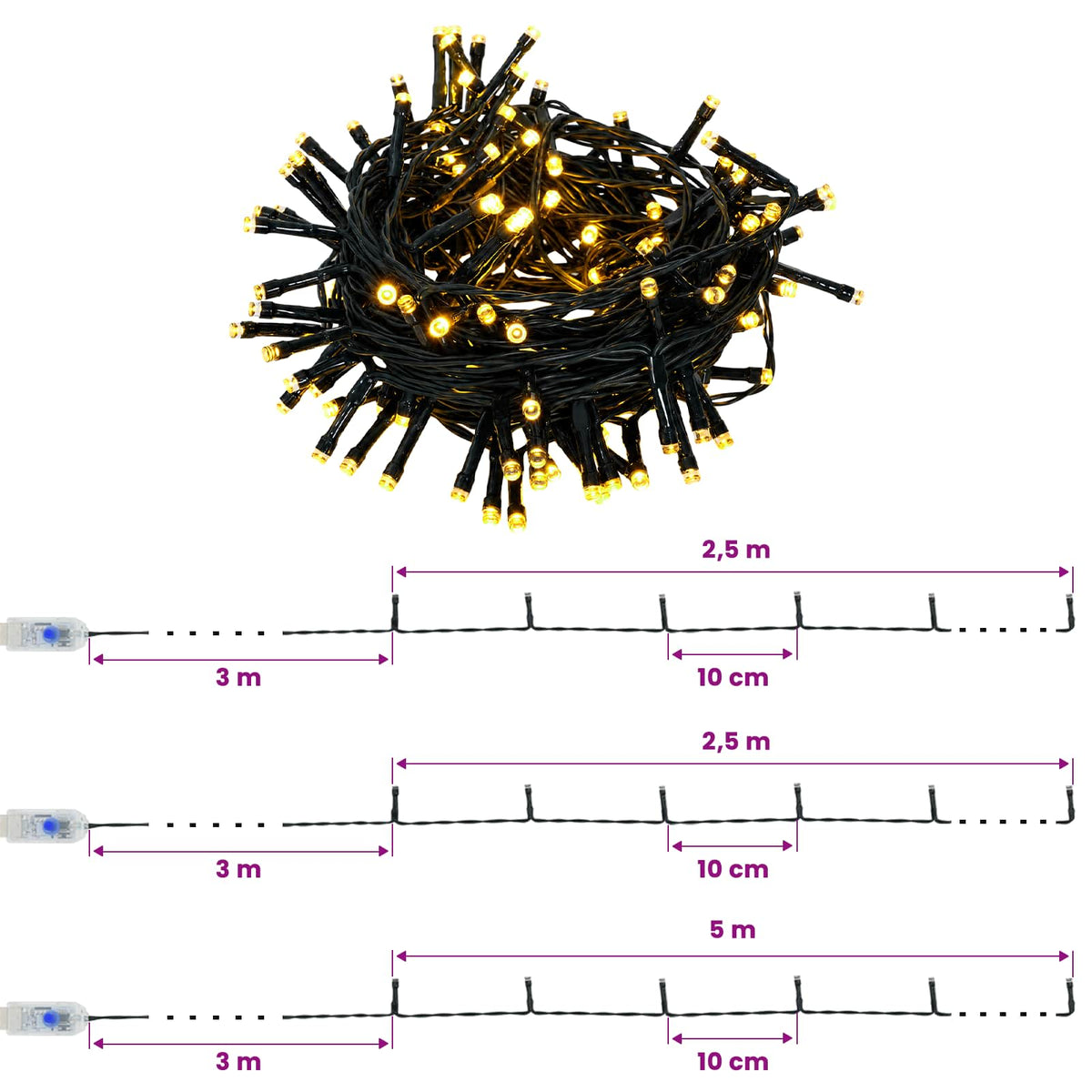 vidaXL Mini Christmas Tree Set 60 cm 125 LEDs Warm White PVC and PE