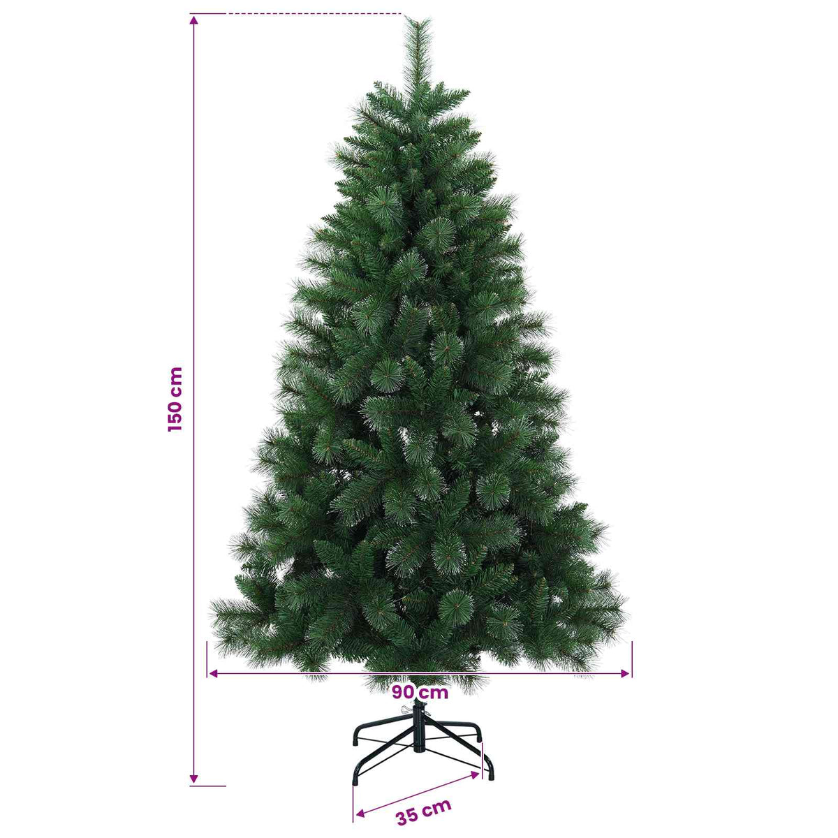 vidaXL Artificial Christmas Tree 150 cm PVC and Metal Green