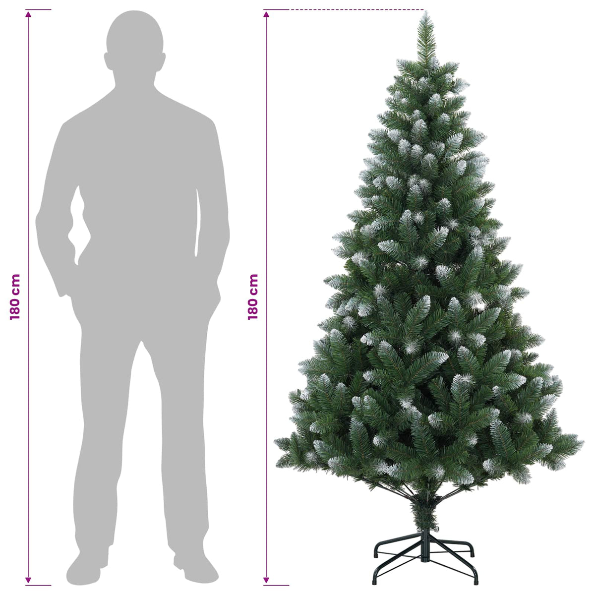 vidaXL Artificial Christmas Tree 180 cm PVC and Metal Green