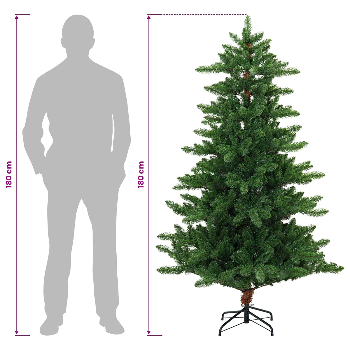 vidaXL Artificial Christmas Tree 180 cm PVC and Metal Green