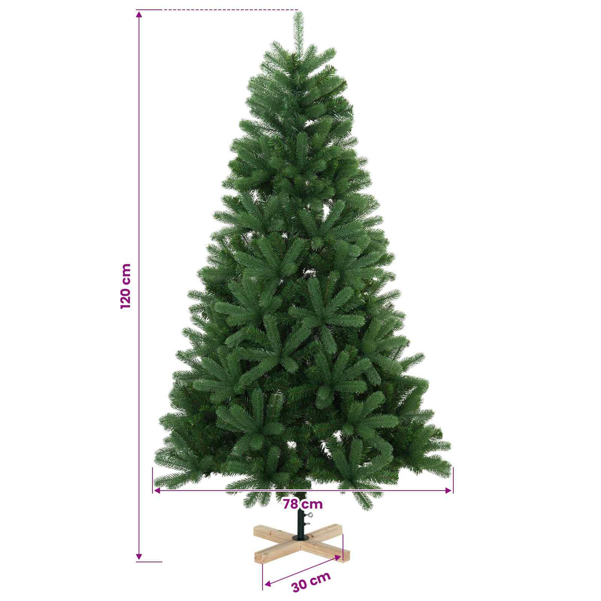 vidaXL Artificial Christmas Tree 120 cm PVC and Solid Pine Wood Green